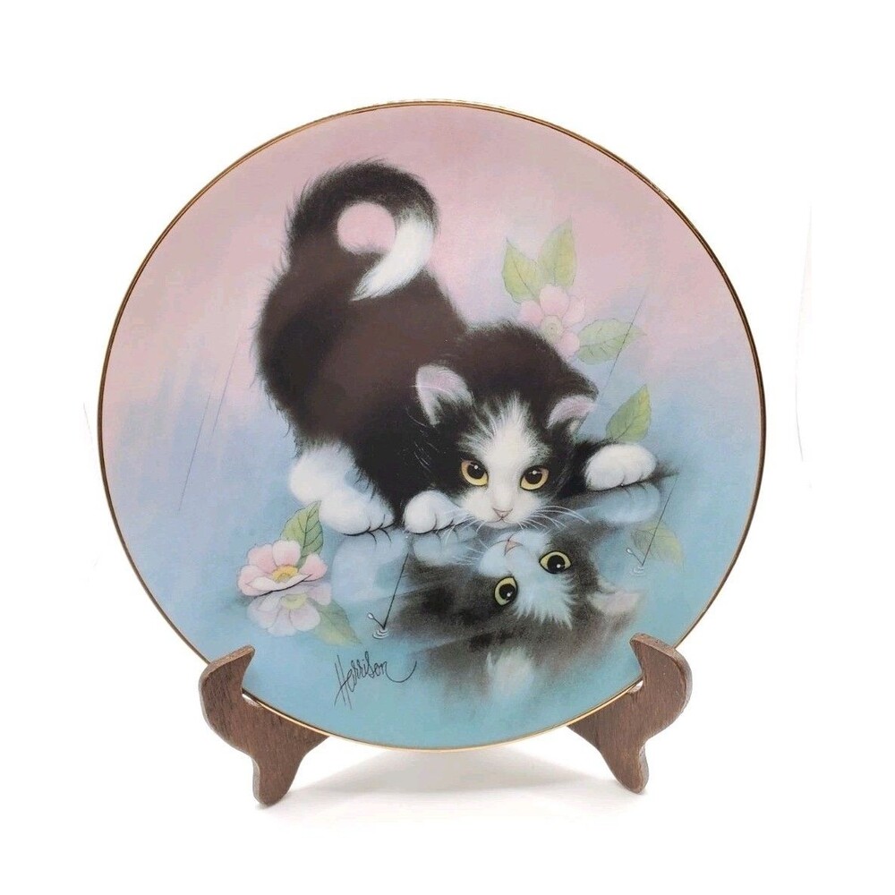 Hamilton Collection Curious Kittens Plate Rainy Day Friends Bob Harrison Vtg